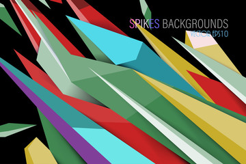 Abstract colors spikes shape scene vector on a black background