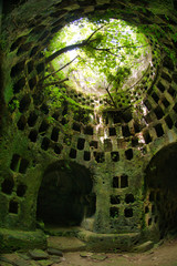 The Hypogeum of Torre Pinta, a circular dovecot tower, built in a settlement, perhaps of Christian...
