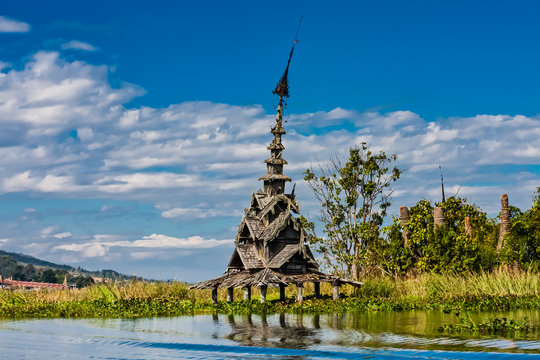 Sunken stupas near Sagar Village, Taunggyi, Myanmar
