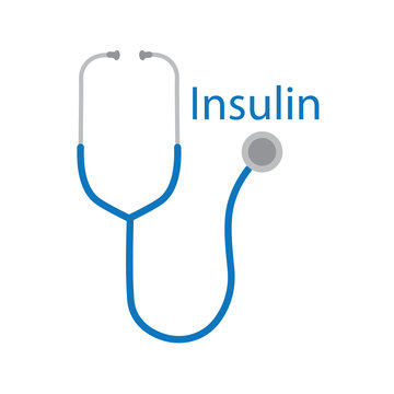 insulin word and stethoscope icon- vector illustration