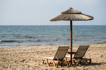 sunbeds and umbrellas