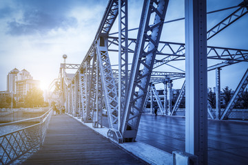 Fototapeta premium Part of the steel structure bridge in Tianjin, China