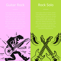 Fototapeta premium Guitar Rock and Solo Posters with Text Vector