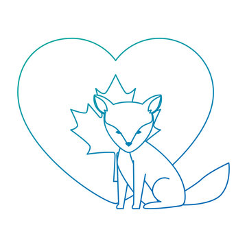 wild canadian fox with heart flag vector illustration design