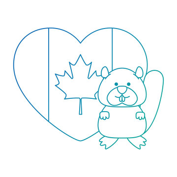 cute canadian marmot with heart vector illustration design