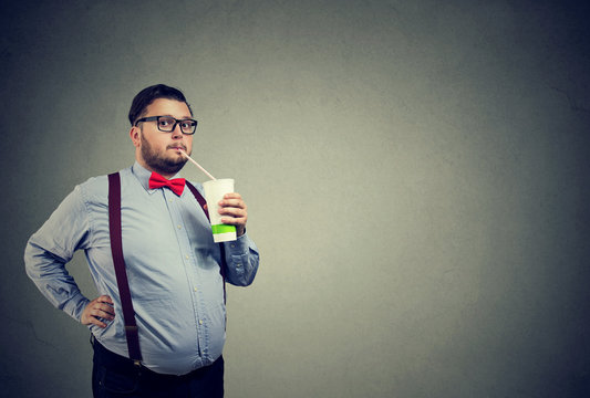 Man With Overweight Drinking Sweet Soda