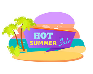 Hot Summer Sale Promotional Banner with Palms
