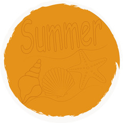 illustration inscription summer seashells and starfish
