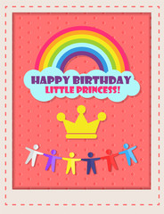 Happy Birthday Princess, Card Vector Illustration