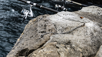 Chain nailed into the rock