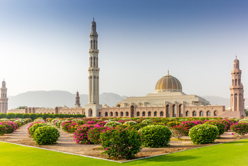 The geometric beauty of  of the Muscat Grand Mosque and its garden in the early morning - 8