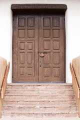 Naklejka premium Wooden Entryway Near Downtown Santa Fe, New Mexico