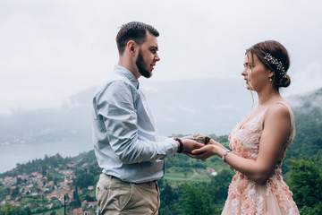 The newlyweds promise to be faithful to each other.