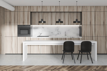 Marble and wooden kitchen, table