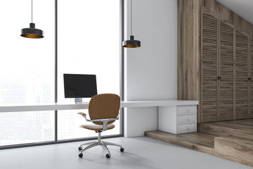White trendy home office interior