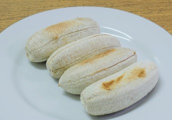 Row of Grilled Bananas on A Dish