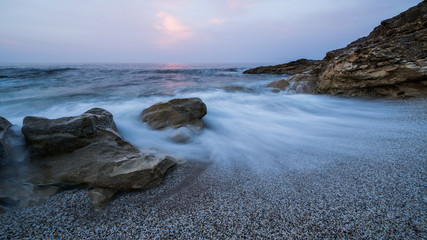 small beach at sunset