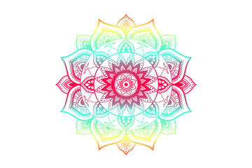 Hand drawn isolated rainbow mandala. Ethnic oriental ornament