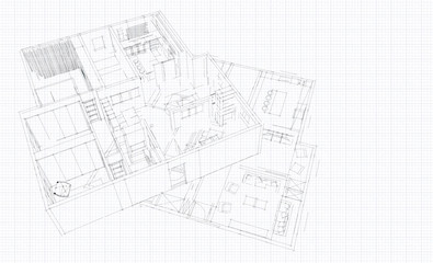 3d render modern sketch apartment