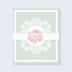 Vector Greeting card with bouquet flowers on white background. Design for wedding, birthday and other holidays. Floral frame.