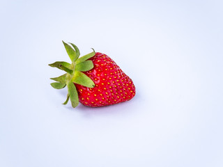 one fresh strawberry on white background, isolated, copy paste