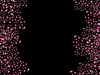 pink hearts in a random order on black background