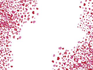 pink hearts in a random order on white background