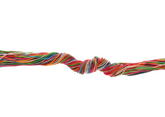 Telecommunication network cables isolated on white background, with clipping path 