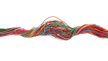 Telecommunication network cables isolated on white background, with clipping path 