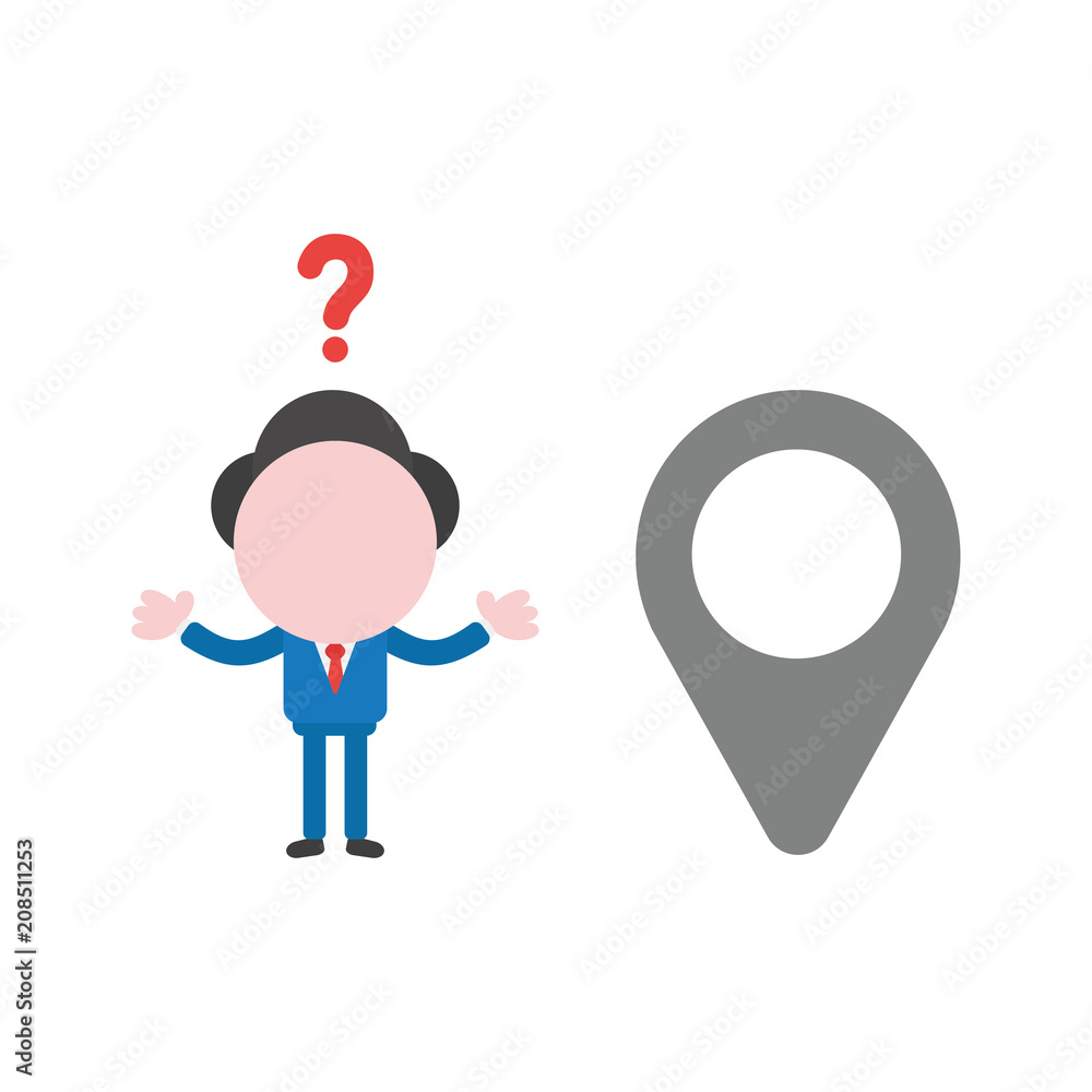 Aufkleber vector confused businessman character with map pointer
