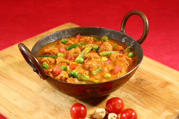 Masala Soya Mater or Soyabeen Mutter, Indian Curry Dish