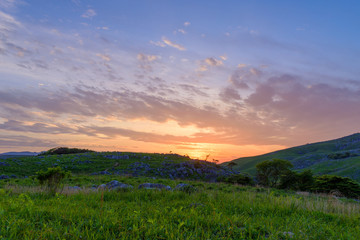 平尾台の夕暮れ（福岡県北九州市）