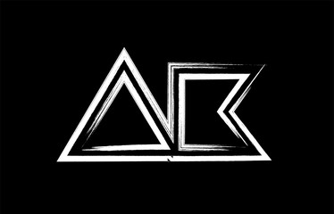 grunge black and white alphabet letter combination ak a k logo icon design