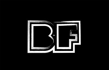 grunge black and white alphabet letter combination bf b f logo icon design
