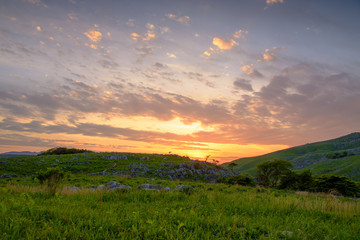 Obraz premium 平尾台の夕暮れ（福岡県北九州市）
