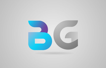 grey blue alphabet letter bg b g logo icon design