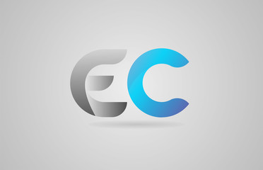 grey blue alphabet letter ec e c logo icon design