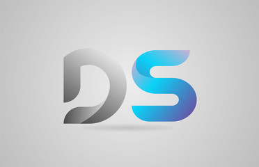 grey blue alphabet letter ds d s logo icon design