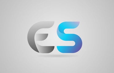 grey blue alphabet letter es e s logo icon design