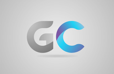 grey blue alphabet letter gc g c logo icon design