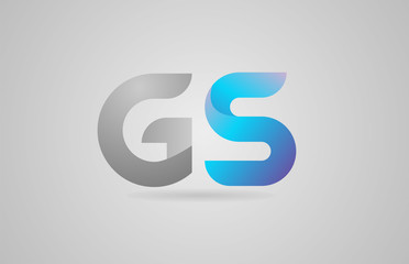 grey blue alphabet letter gs g s logo icon design
