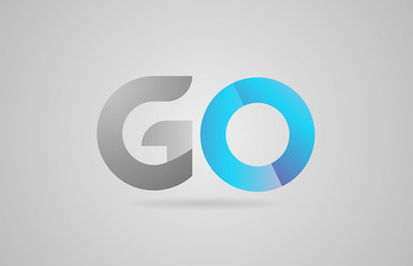 grey blue alphabet letter go g o logo icon design
