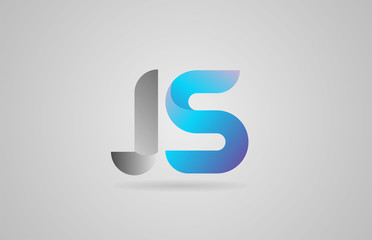 grey blue alphabet letter js j s logo icon design