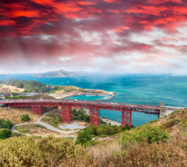 Aerial view of Golden Gate Bridge, San Francisco - California