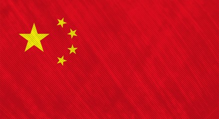 Flag of China. Grunge halftone texture. Vector illustration.