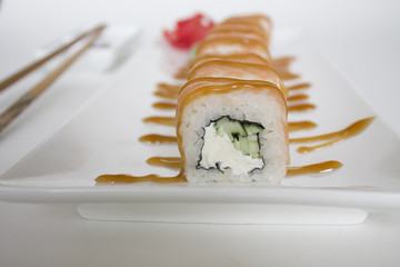 healthy food sushi menu and sticks