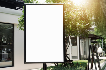 Blank advertisement mock up in a park