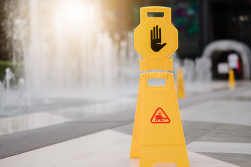 Sign showing warning of caution wet floor