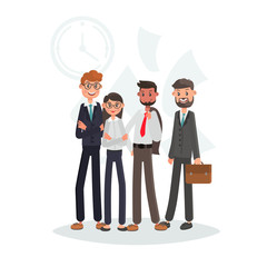 Team of office workers color flat illutration