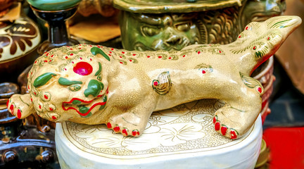 Fototapeta na wymiar Replica Ceramic Dragon Panjuan Flea Market Beijing China